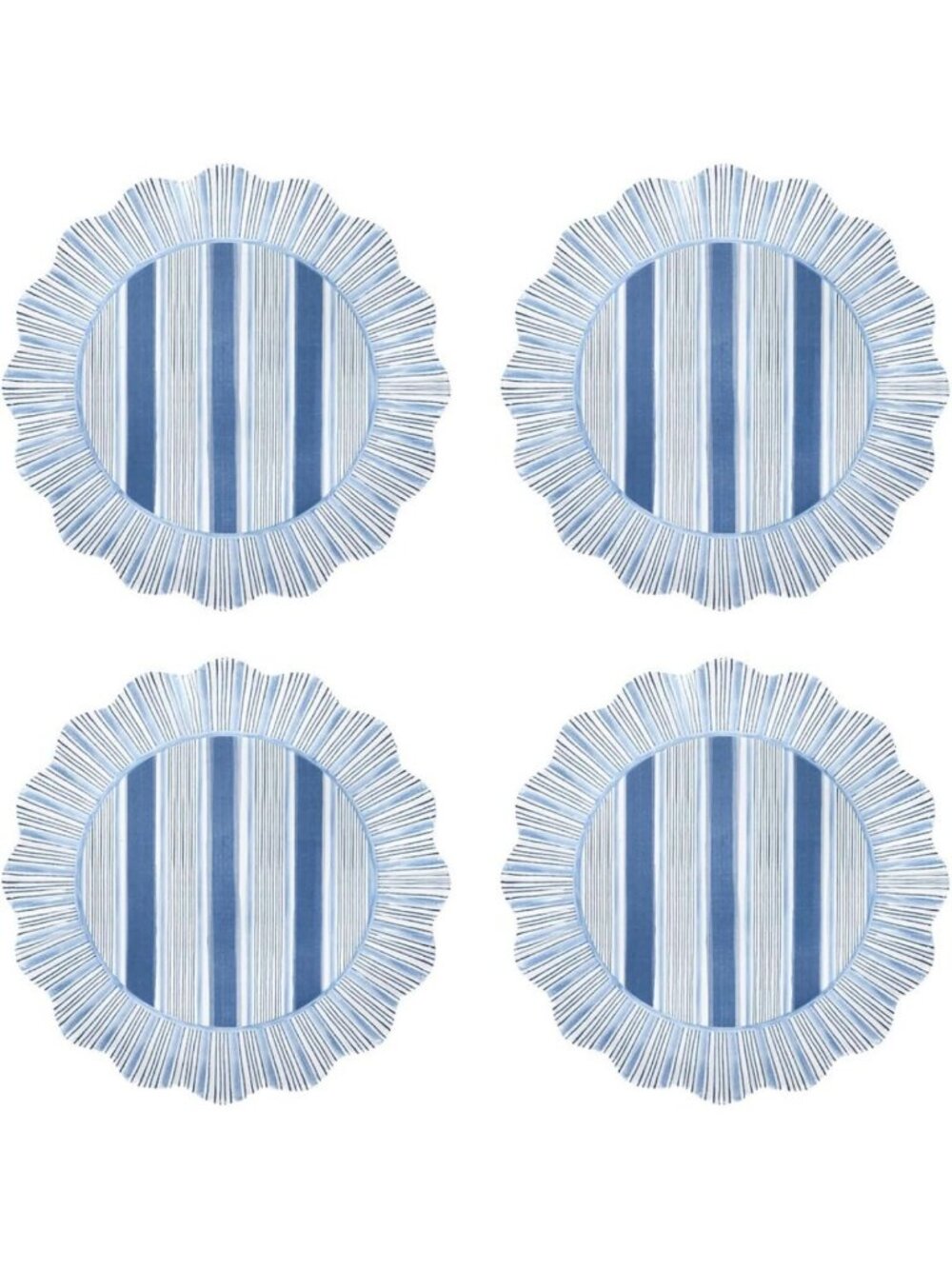 Set of 4 Ocean Stripe Melamine Dessert & Salad Plates - Durable, Stylish Dining
